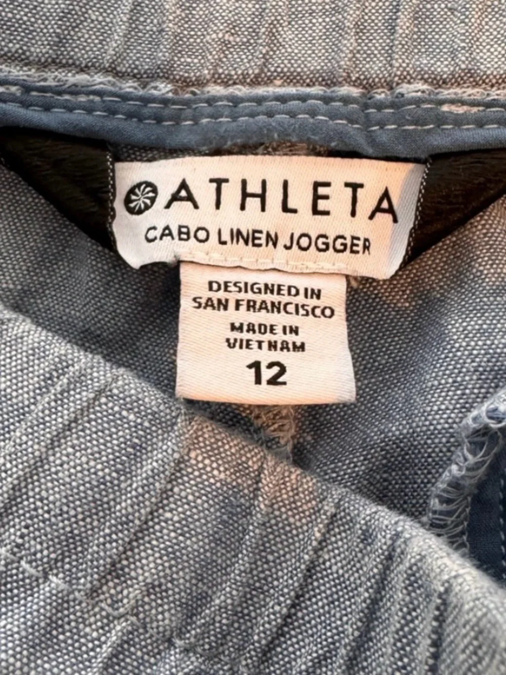 Athleta Cabo 100% Linen Joggers in Chambray Blue
